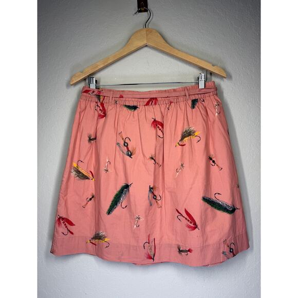 Women's L.L. Bean Coral Fly Fishing Print Mini Skirt Size Small New - Picture 9 of 10